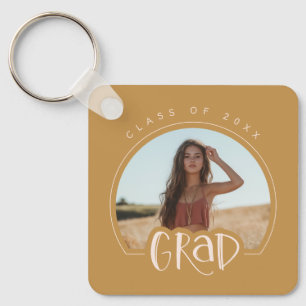 Gold Blush Pink Photo Class of 2026 Graduation Keychain