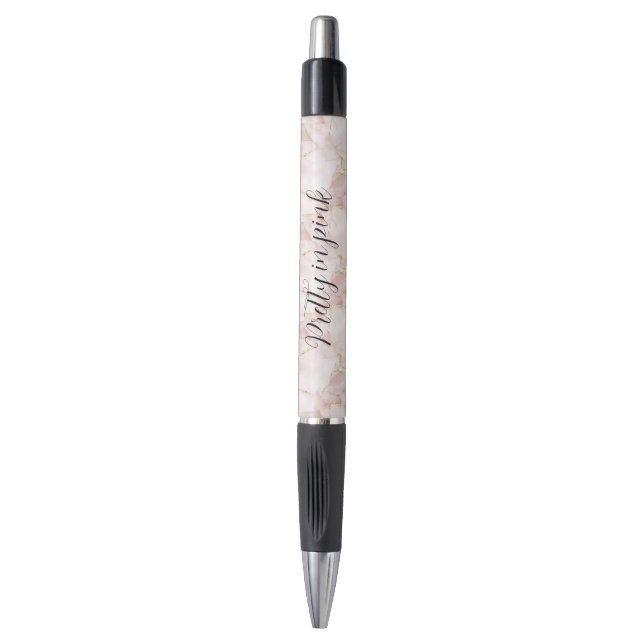 Gold Blush Pink Rose Petals Floral   Pen (Front Vertical)