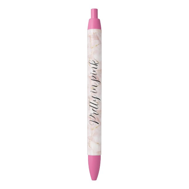 Gold Blush Pink Rose Petals Floral   Pen (Front Vertical)