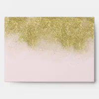 Modern Blush Pink Faux Gold Glitter Return Address Envelope