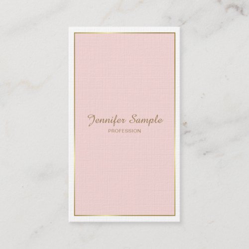 Gold Blush Pink White Modern Elegant Trendy Luxury Business Card