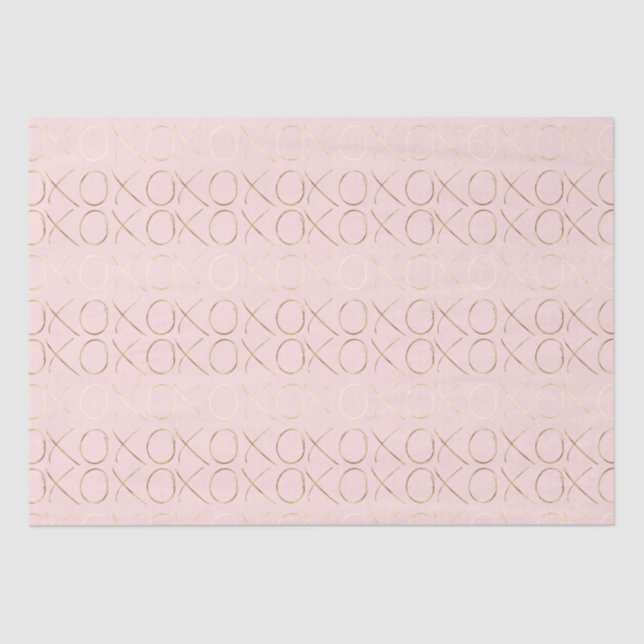 Gold Blush Pink XOXO Love Wedding Tissue Paper (Front)