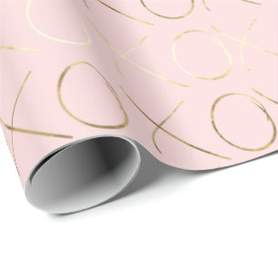 Gold Blush Pink XOXO Wrapping Paper