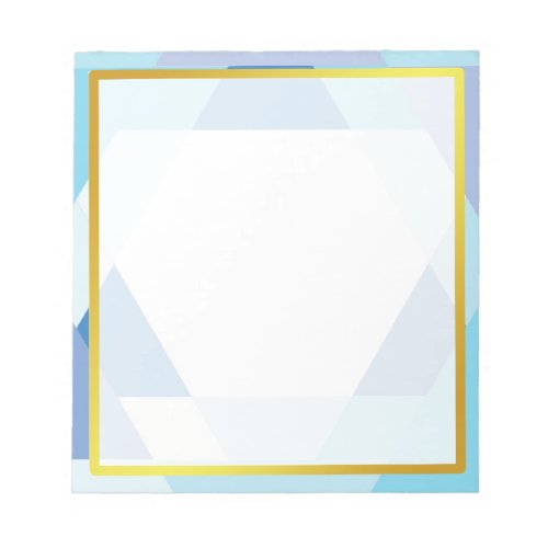 Gold Boarder Blue Polygon Photo frame Autograph Notepad