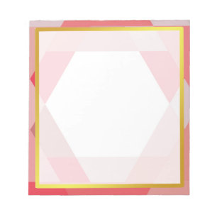 Gold Boarder Pink Polygon Photo frame Autograph Notepad