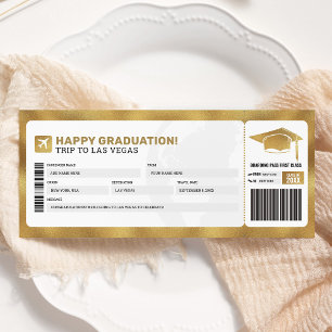 Gold Boarding Pass Travel Trip Plane Gift Ticket Invitation