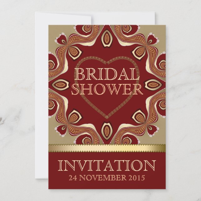 Gold Bohemian Earth Love Bridal Shower Invitations (Front)
