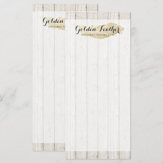 Gold Bohemian Feather on Rustic Wood Boards (Front/Back)