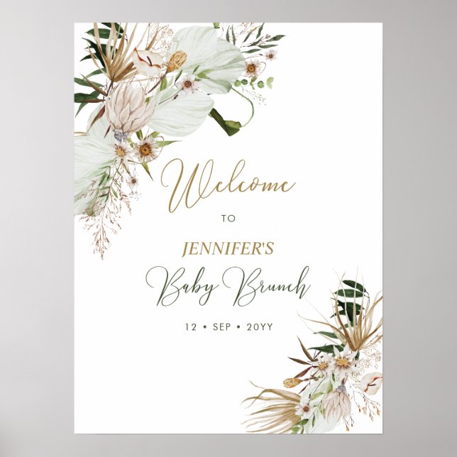 Gold Boho/Bohemian Baby Brunch Welcome  Poster (Front)