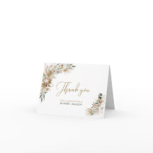 Gold Boho/Bohemian Wedding Favor Thank you card