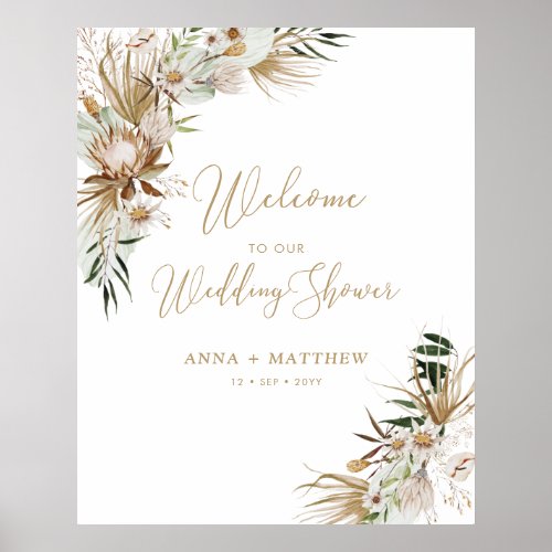 Gold Boho Couples Wedding Shower Welcome Poster