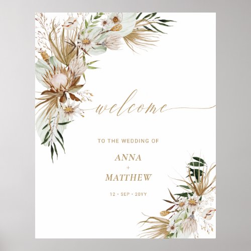 Gold Boho Engagement Couple Wedding Shower Welcome Poster