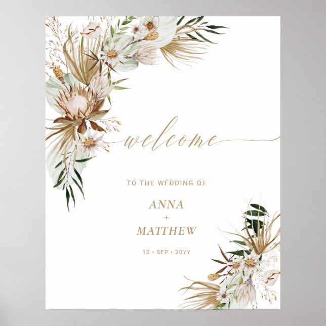 Gold Boho Engagement Couple Wedding Shower Welcome Poster (Front)