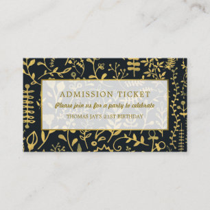 Gold Boho, Floral Admission Ticket Enclosure Card