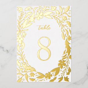 Gold Boho floral border Garden Table Numbers