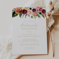 Gold Boho Floral Bridesmaids Luncheon Shower