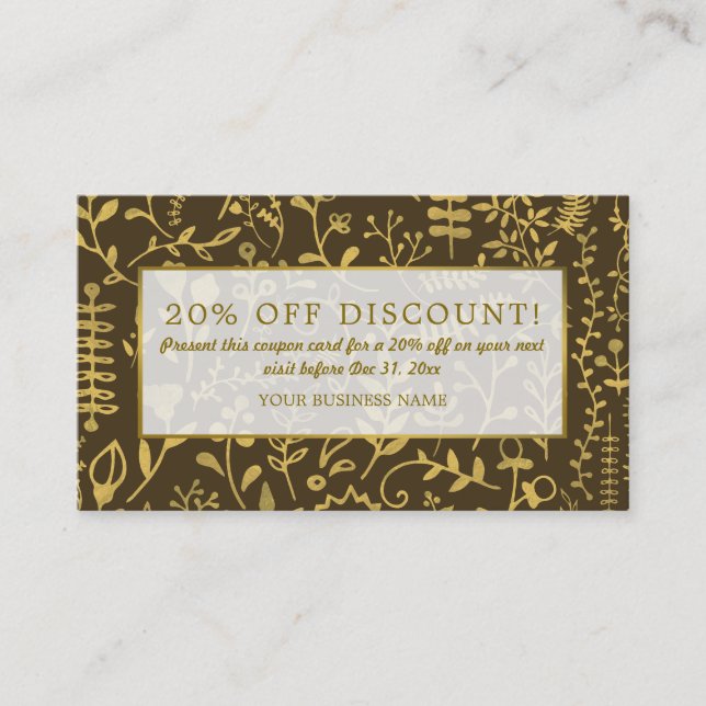 Gold Boho Floral, Discount Voucher (Front)