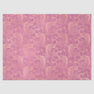 Gold Boho Peacocks on Pink Decoupage Tissue Paper