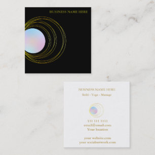 Gold Boho Pink Moon Sacred Geometry Luna Lunar Square Business Card