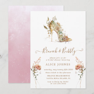 Gold Boho Stiletto Shoe Bridal Brunch Invitation