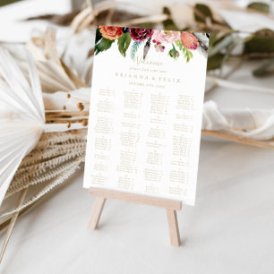 Gold Boho Tropical Alphabetical Seating Chart