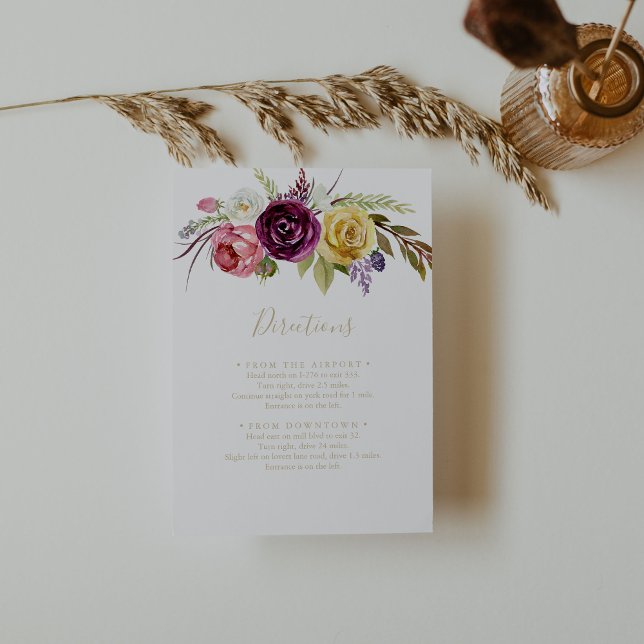 Gold  Boho Tropical Floral Wedding Directions  Enclosure Card (Creator Uploaded)