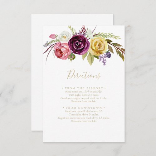 Gold  Boho Tropical Floral Wedding Directions  Enclosure Card