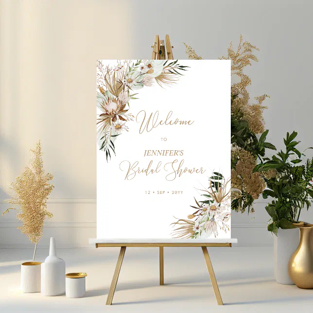 Gold Boho Wedding Bridal Shower Welcome Foam Board Zazzle