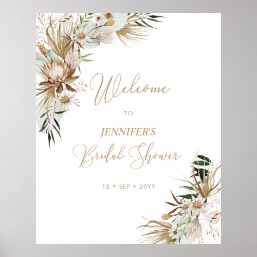 Gold Boho Wedding Bridal Shower Welcome Poster