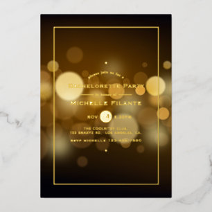 Gold Bokeh Bachelorette Party Foil Invitation