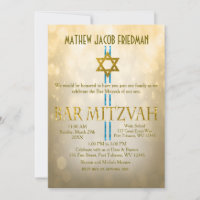 Gold Bokeh | Bar Mitzvah Invitation