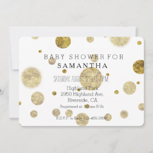 Gold Bokeh Confetti Dots baby shower Invitation