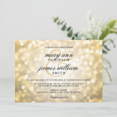 Gold Bokeh Lights Elegant Wedding Invitation (Standing Front)