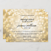 Gold Bokeh Lights Elegant Wedding Invitation (Front/Back)