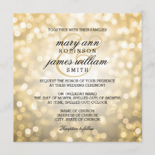 Gold Bokeh Lights Elegant Wedding Invitation