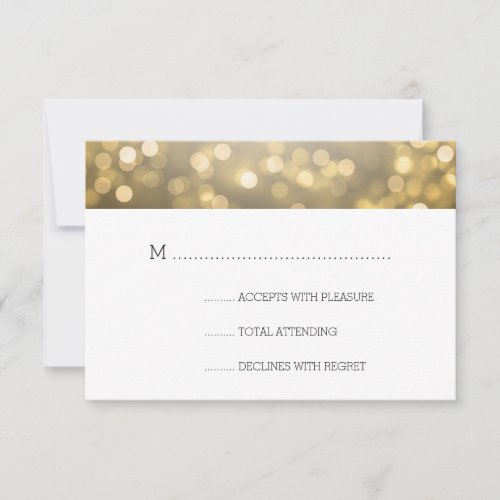 Gold Bokeh Lights Elegant Wedding RSVP