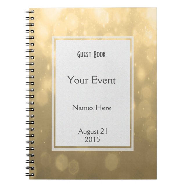 Gold Bokeh Lights Guest Book (Front)