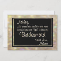 Gold Bokeh Lights Will You Be My Bridesmaid Invitation