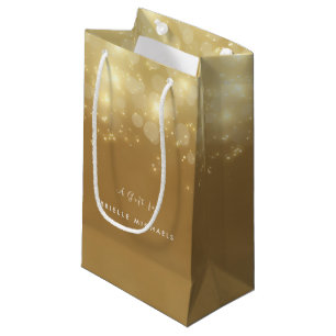 Gold Bokeh Luxury Sparkle Elegant Glow With Name Small Gift Bag