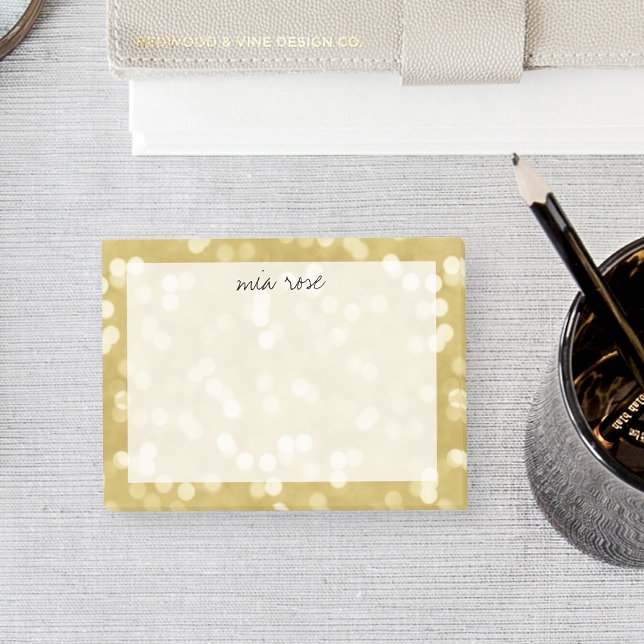 Gold Bokeh Pattern Personalized Post-it Notes (Creator Uploaded)