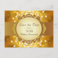 Gold Bokeh Save the Date 50th Anniversary