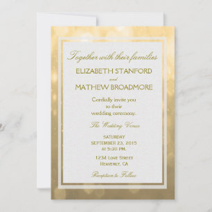 Gold Bokeh   Wedding Invitation