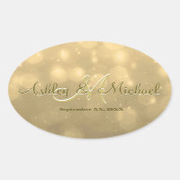 Gold Bokeh | Wedding Monogram Sticker