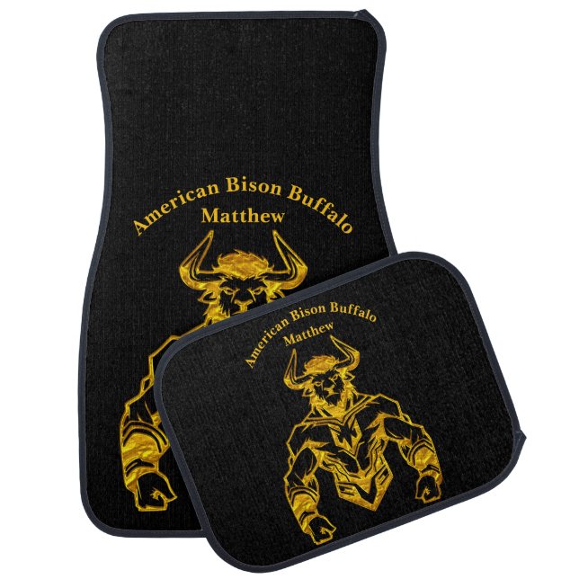Gold Bold Bison Graphic Design Car Floor Mat (Set)