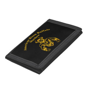 Gold Bold Bison Graphic Design Tri-fold Wallet