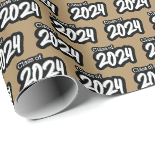 Gold Bold Brush Class of 2024 Wrapping Paper