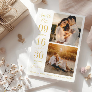 Gold Bold Date Two Photo Forever Wedding Save The Date