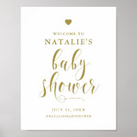 Gold Bold Script Baby Shower Welcome Sign