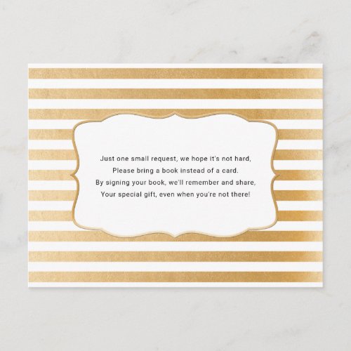 Gold book request card for neutral baby shower