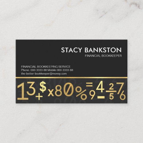 Gold Bookkeeping Numbers Symbol Layer Business Card